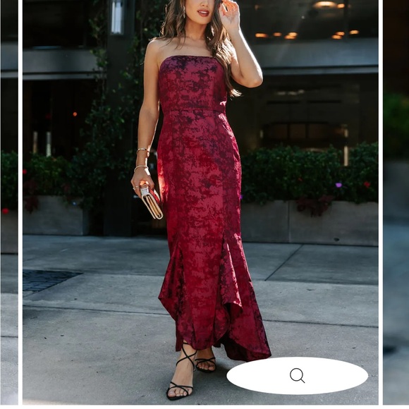 Elliana Strapless Embossed Ruffle Midi Dress - Picture 1 of 4